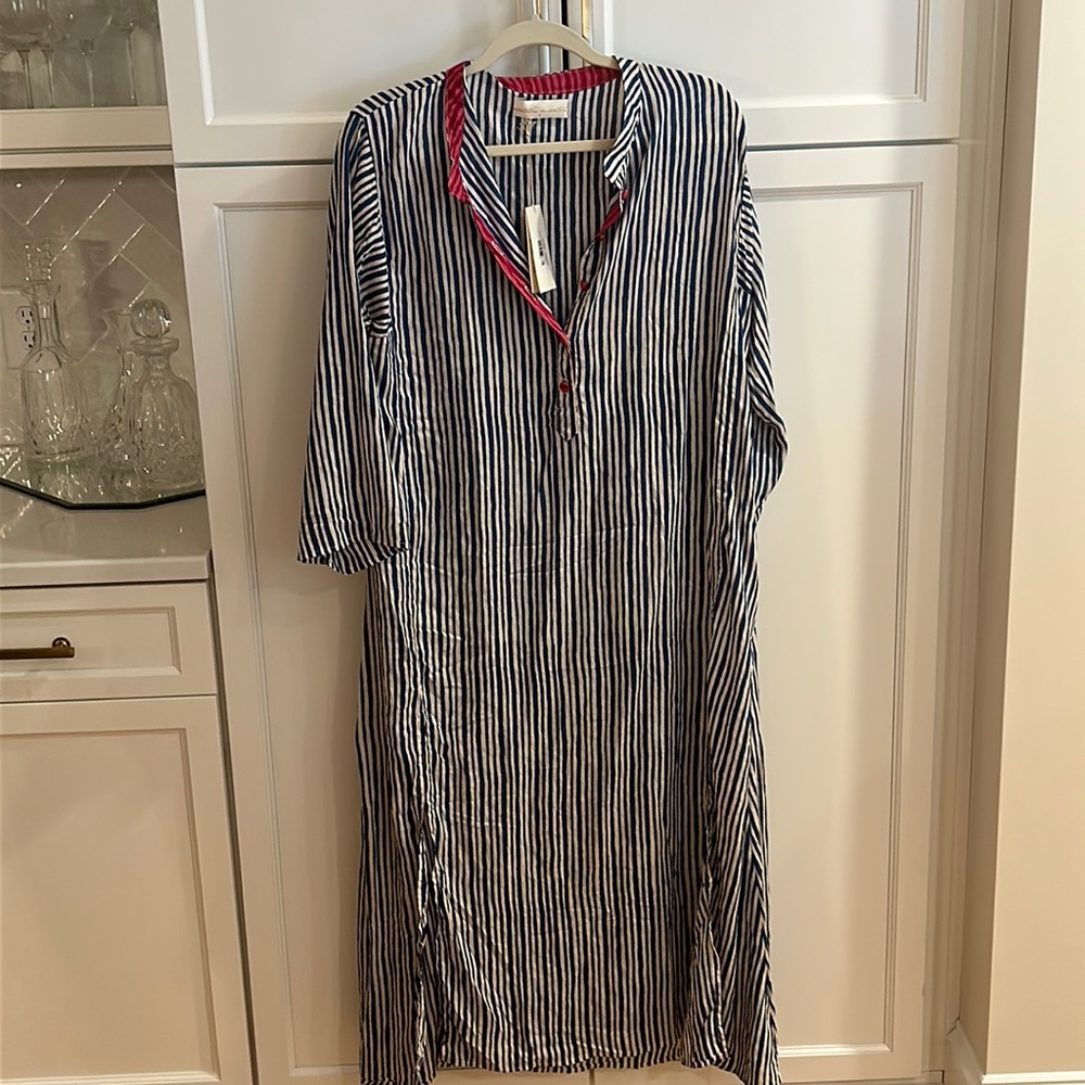 Natalie Martin Isobel dress Painted Stripe Deep Blue.   New with Tags. Large